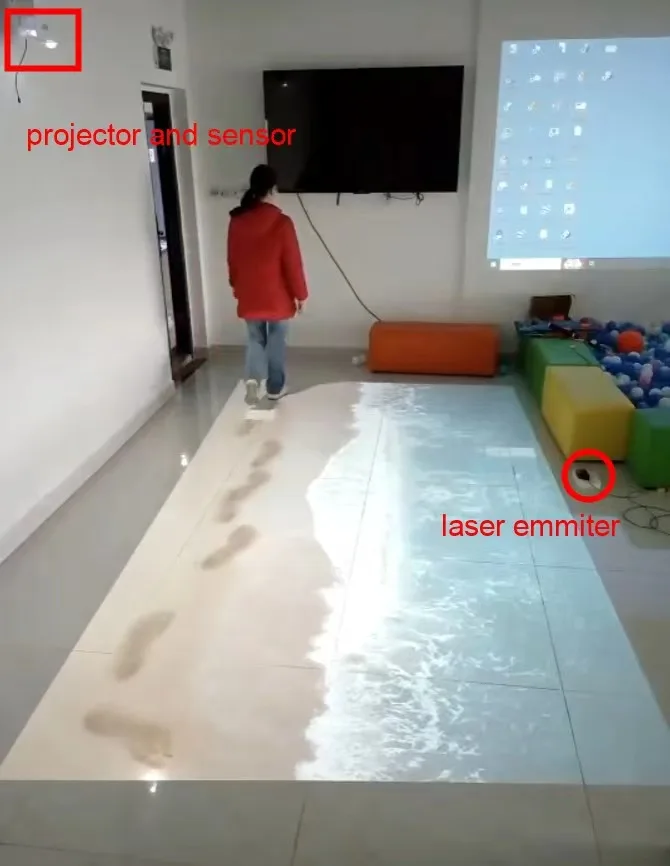 Magic Interactive Floor Projeção Game System, Touch Screen, 3D Virtual Multiplayer, Kids Amusement Center, 28 Efeito, 400"