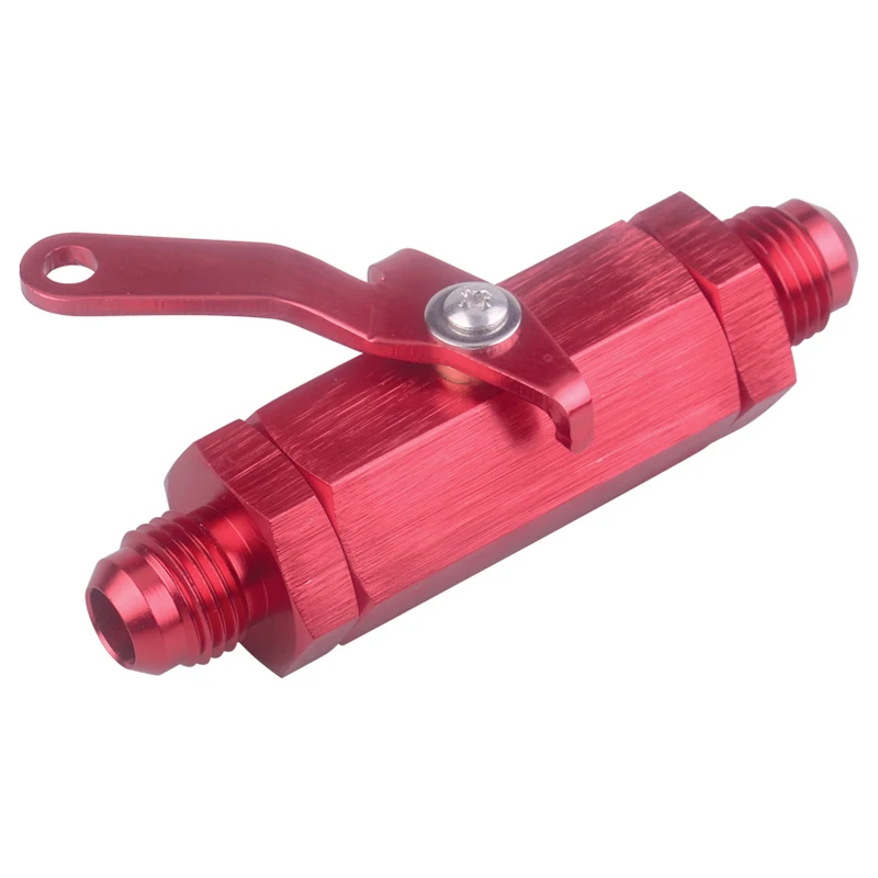 An6 6An Aluminum Inline Fuel Filter Shut Off Valve Cut Off with Cable Lever Car Accessories(Red)