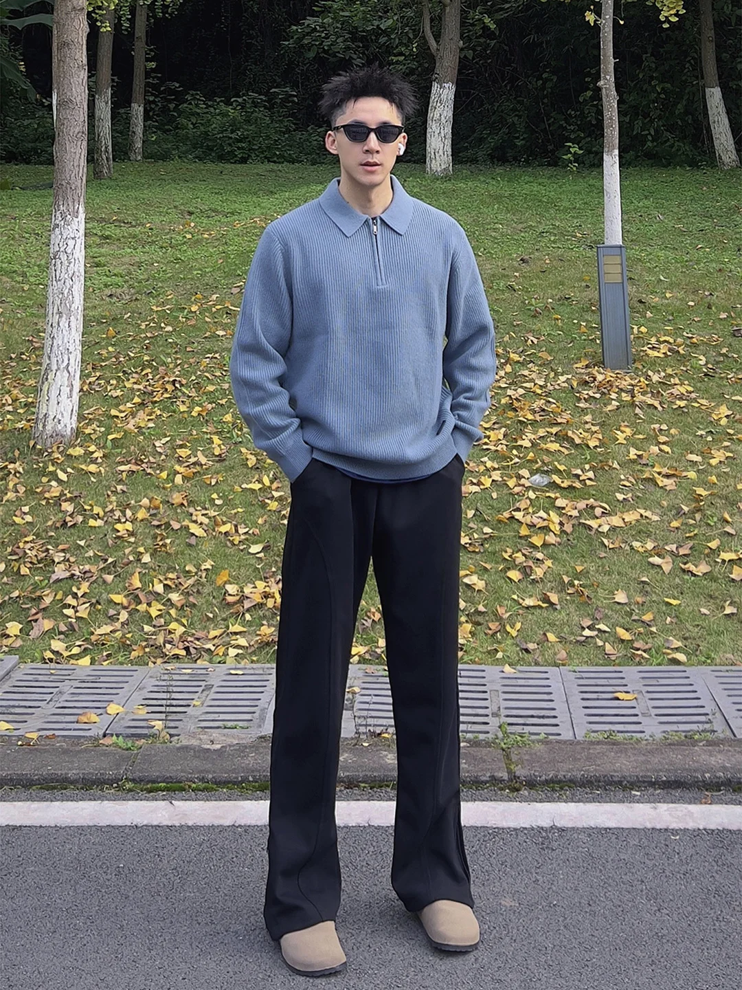 

American Style Straight Leg Fitness Trousers Men's Autumn Winter Outdoor Running Training Pants Flared Casual Sports Pants