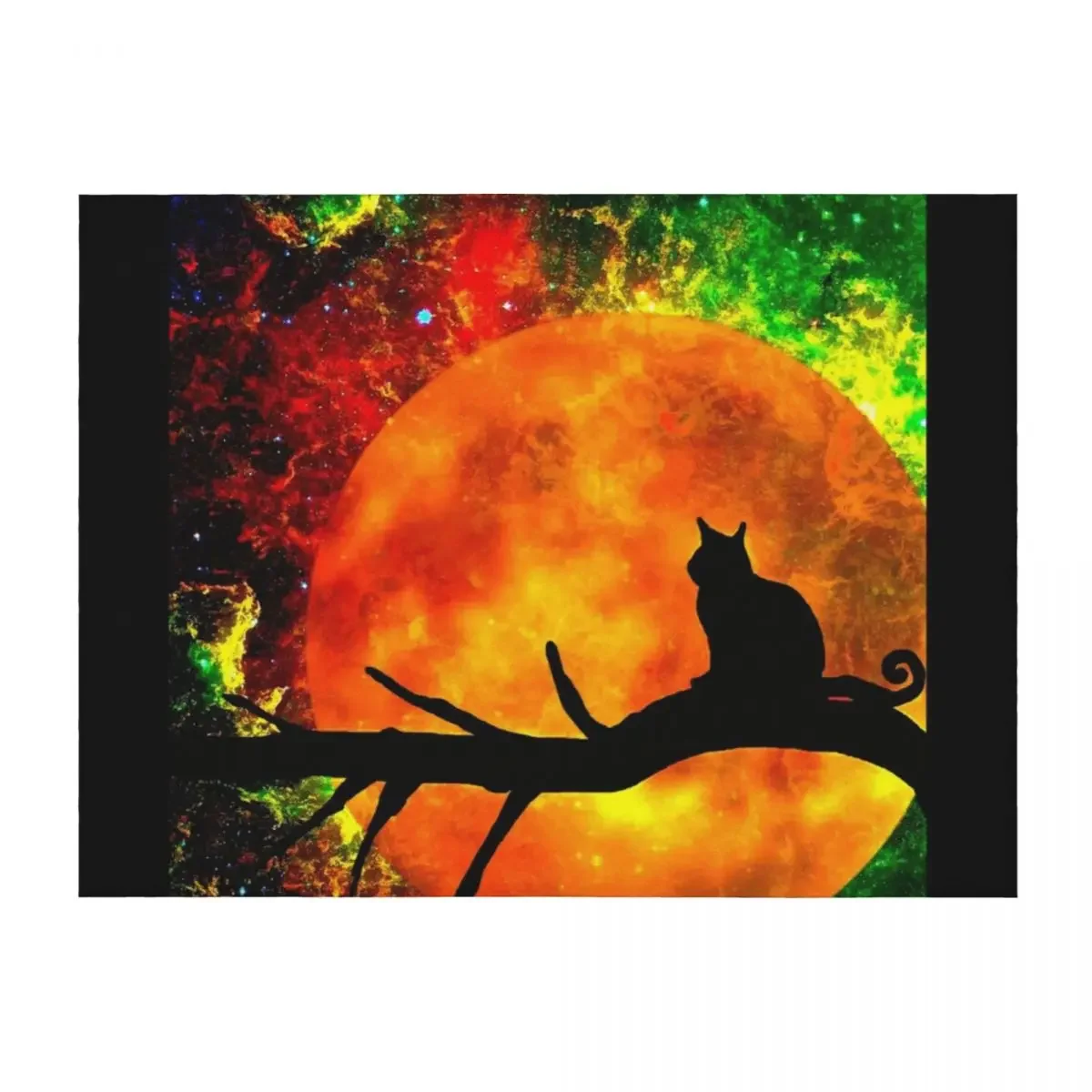 

Black Cat Harvest Moon Throw Blanket Baby Summer Beddings Camping Shaggy Blankets