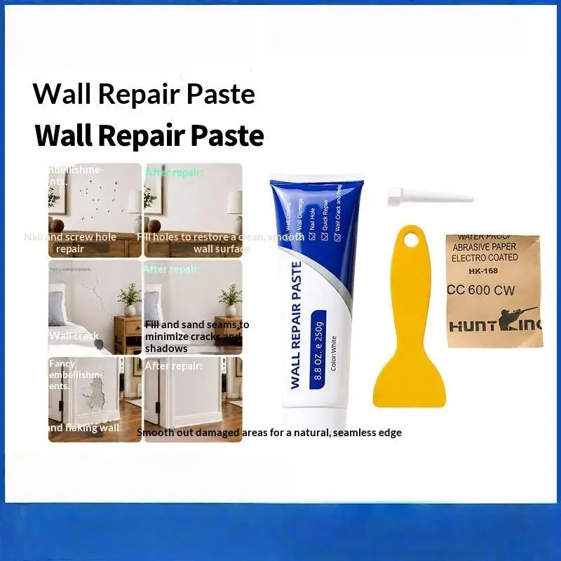 Eco-Friendly Wall Repair Paste 250g Quick Drying White Drywall Filler for Home Wall Damage Crack Repair