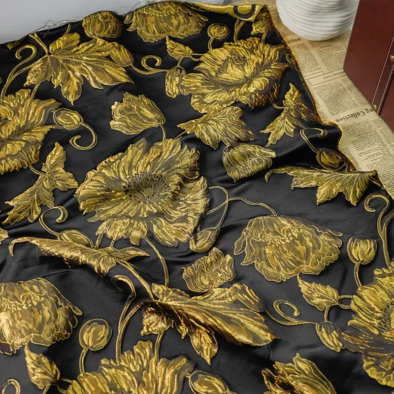 45cmx155cm flor amarela tecido jacquard estilo francês vestido camisa sacola decorativa diy tecido de costura