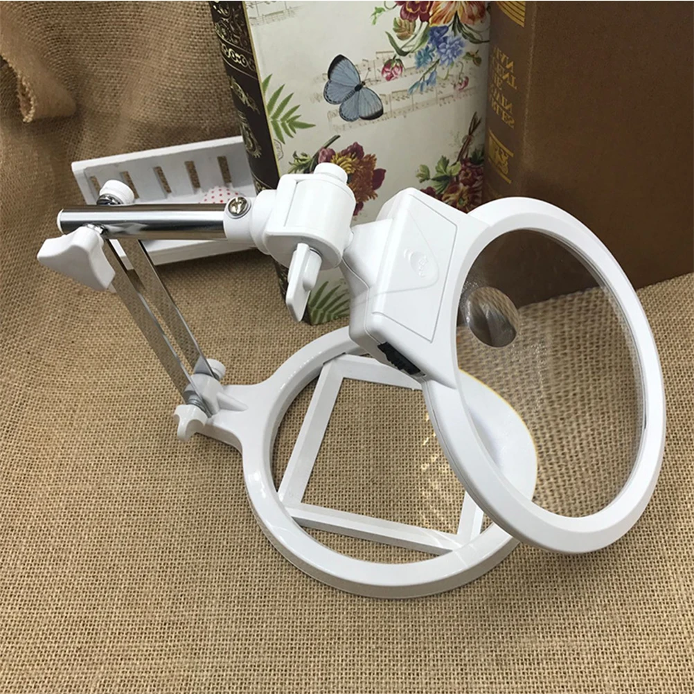 

Large Mirror 2.5X 130mm Lens 5X 25mm Magnifying Glass Lamp LED Light Desk Foldable Handheld Reading Inspection Crafts Jewelry