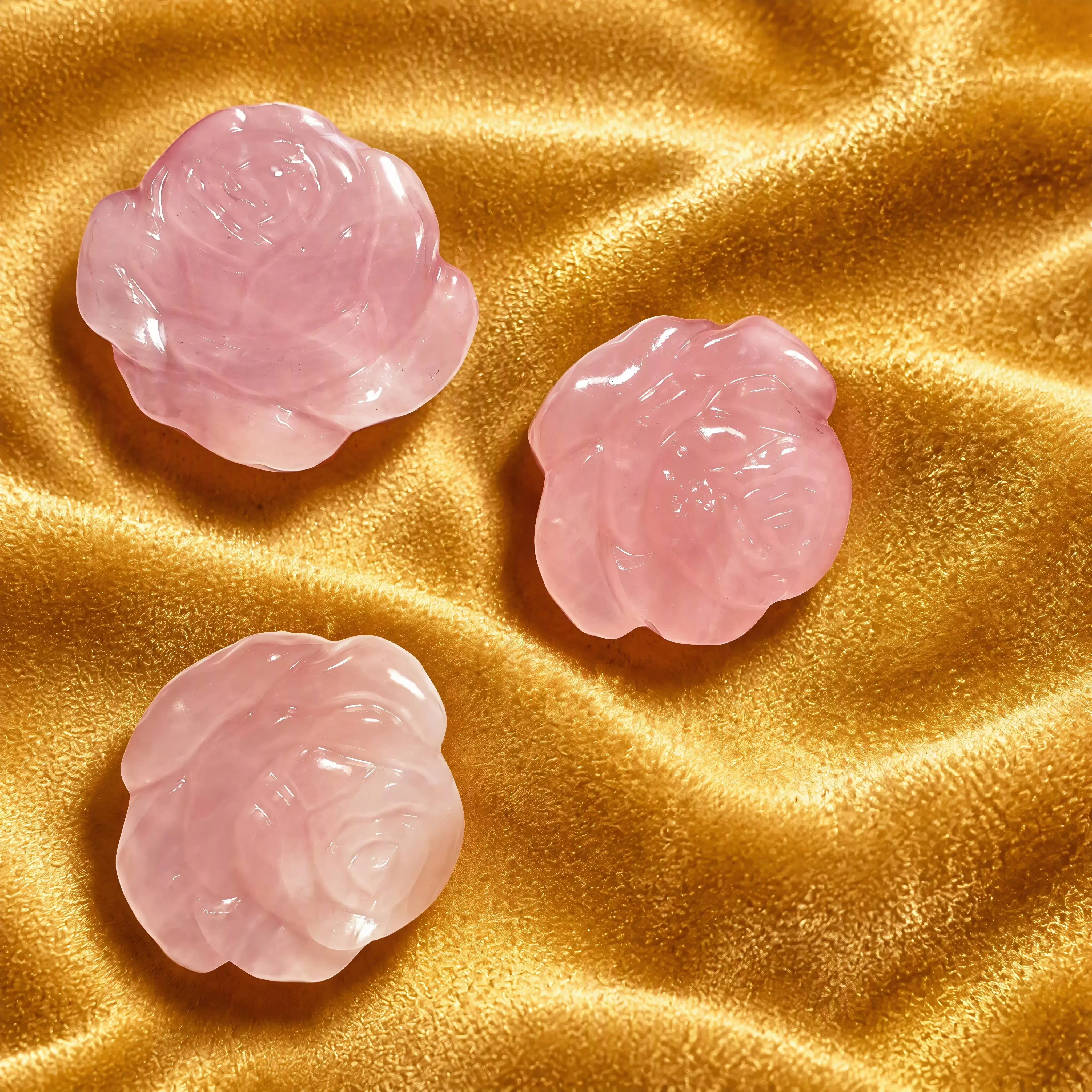random pattern rose quartz flat carved rose gemstone decor gift Halloween Veterans Day Thanksgiving Christmas New Year