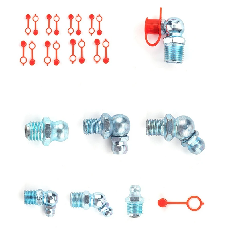 140Pcs/Set Bend Grease Nipple Straight Grease Fitting Accessories For Grease Fittings Caps Hydraulic Zerk Grease Durable