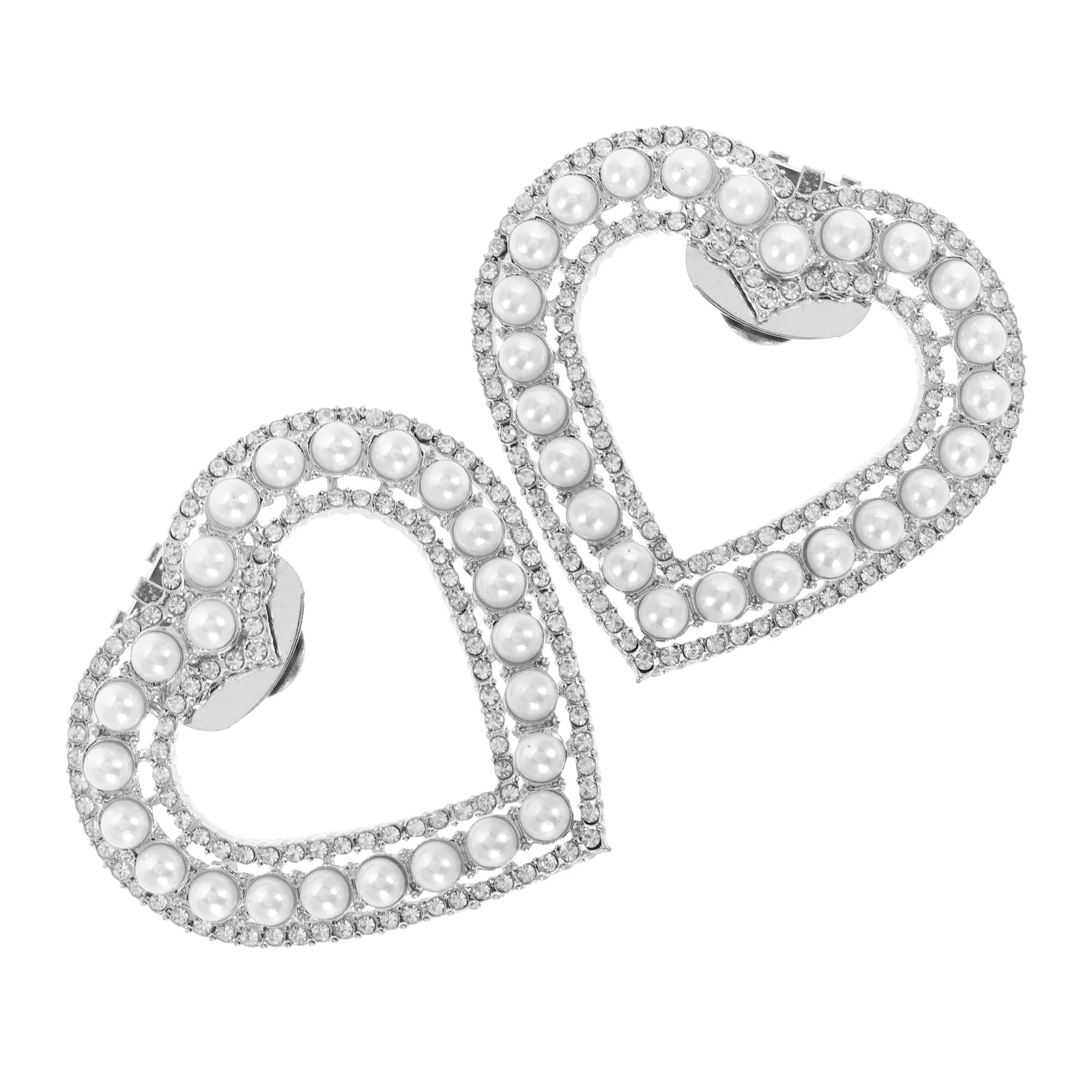 

Decorative Shoe Clips for High Heels Black Pearl Rhinestone Heart Shaped Detachable Accessories Shoe Buckles Charm Socks Bling