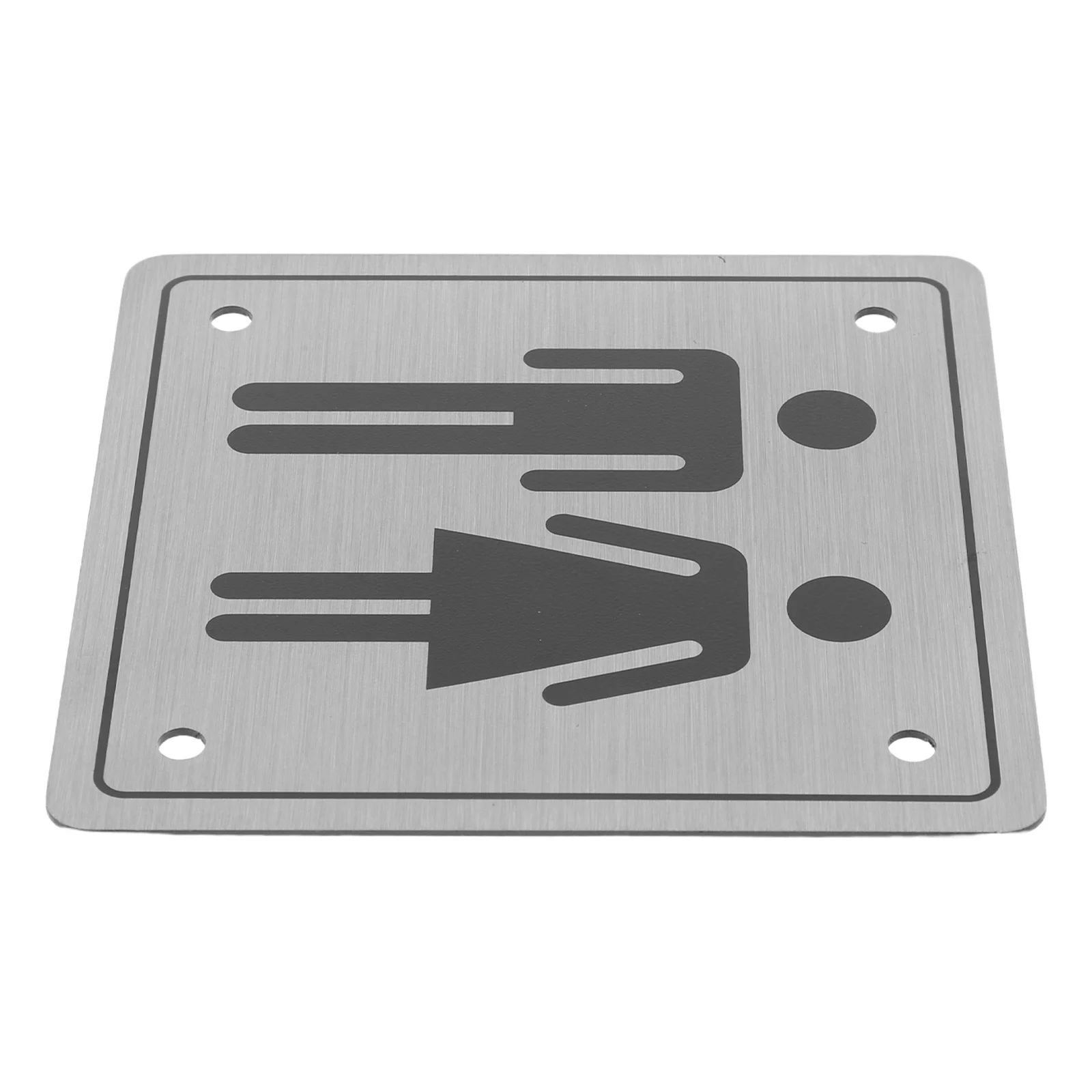 Znak toaletowy ze stali nierdzewnej, szczotkowany metal, wytrzymały, unisex, znak na drzwi do toalet biznesowych, znak toalet dla wszystkich płci.