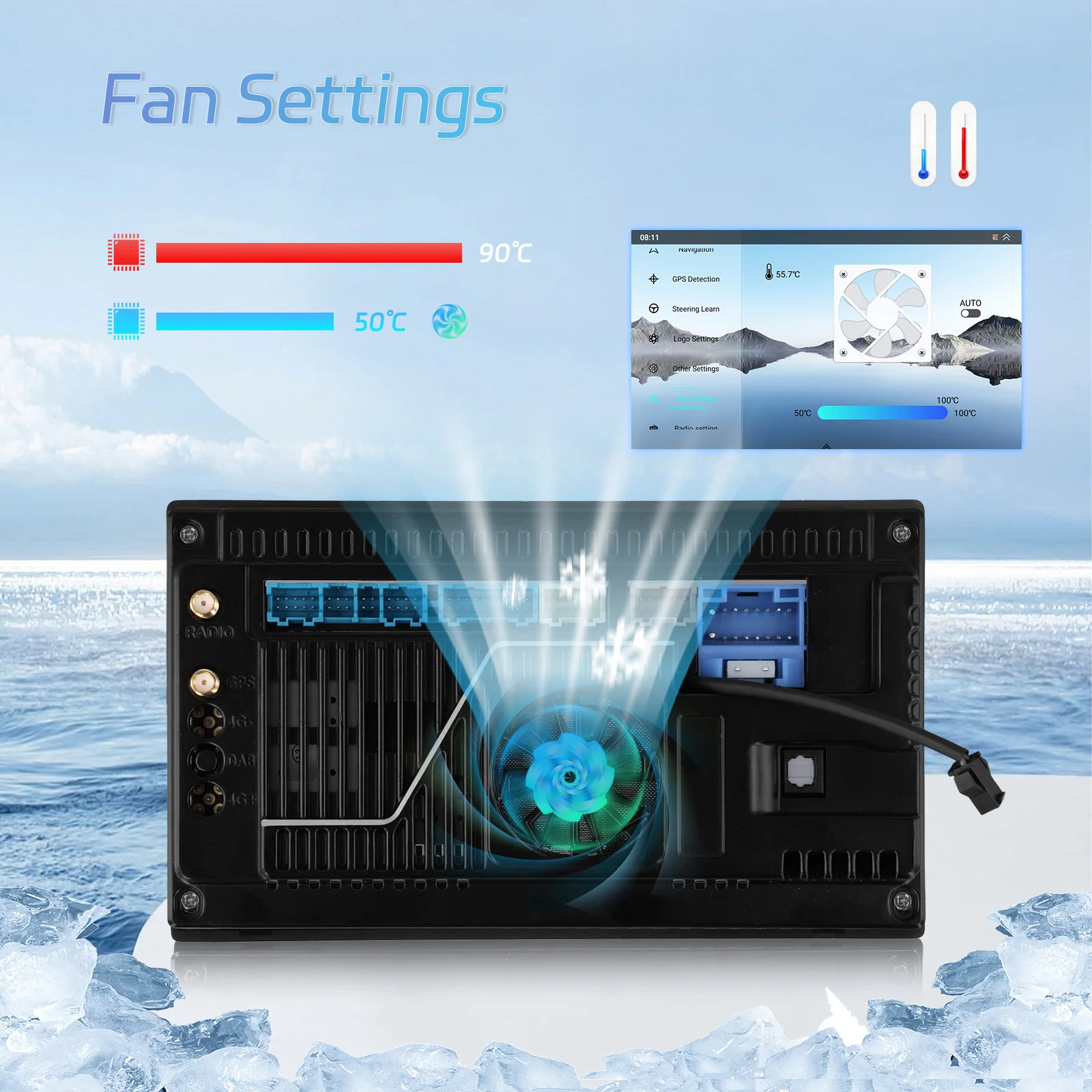 Podofo 2Din 4+64G Android Autoradio Snapdragon 8-Kern Universelles Intelligentes Autosystem Carplay Android Auto GPS WLAN Mirror Link – Detail 22
