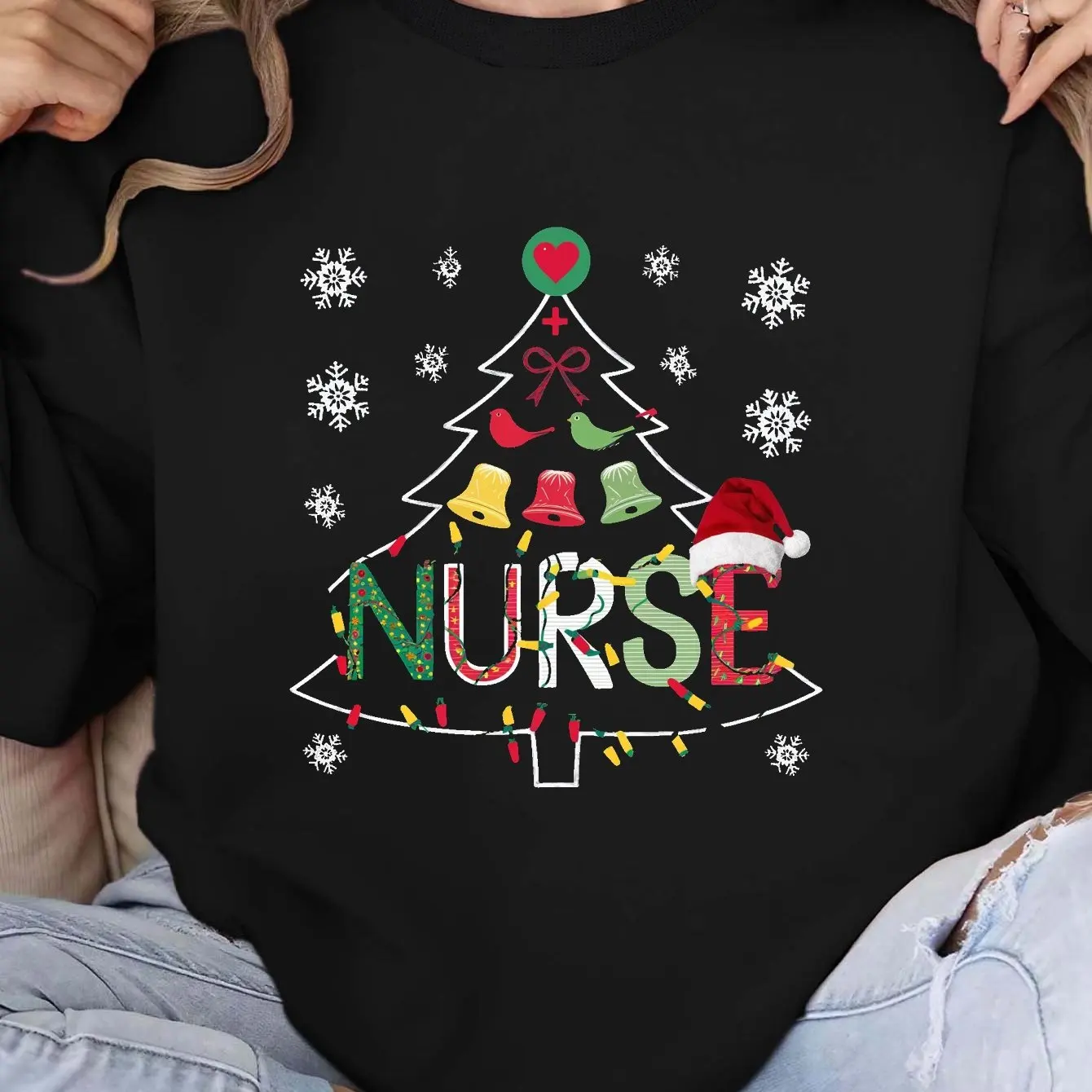 Christmas Nurse Women\'s Sweatshirt Casual And Comfortable Crew-neck Hoodie Top Fashionable Christmas Style Women\'s Clothing