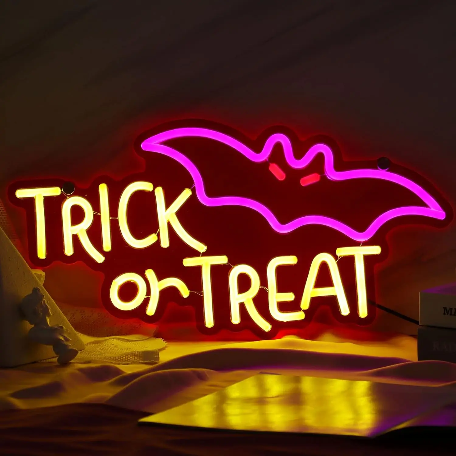 

Halloween Neon Sign, Trick or Treat Neon Signs for Wall Decor Dimmable Halloween Home Bar Coffee Stores Window Porch Front Door