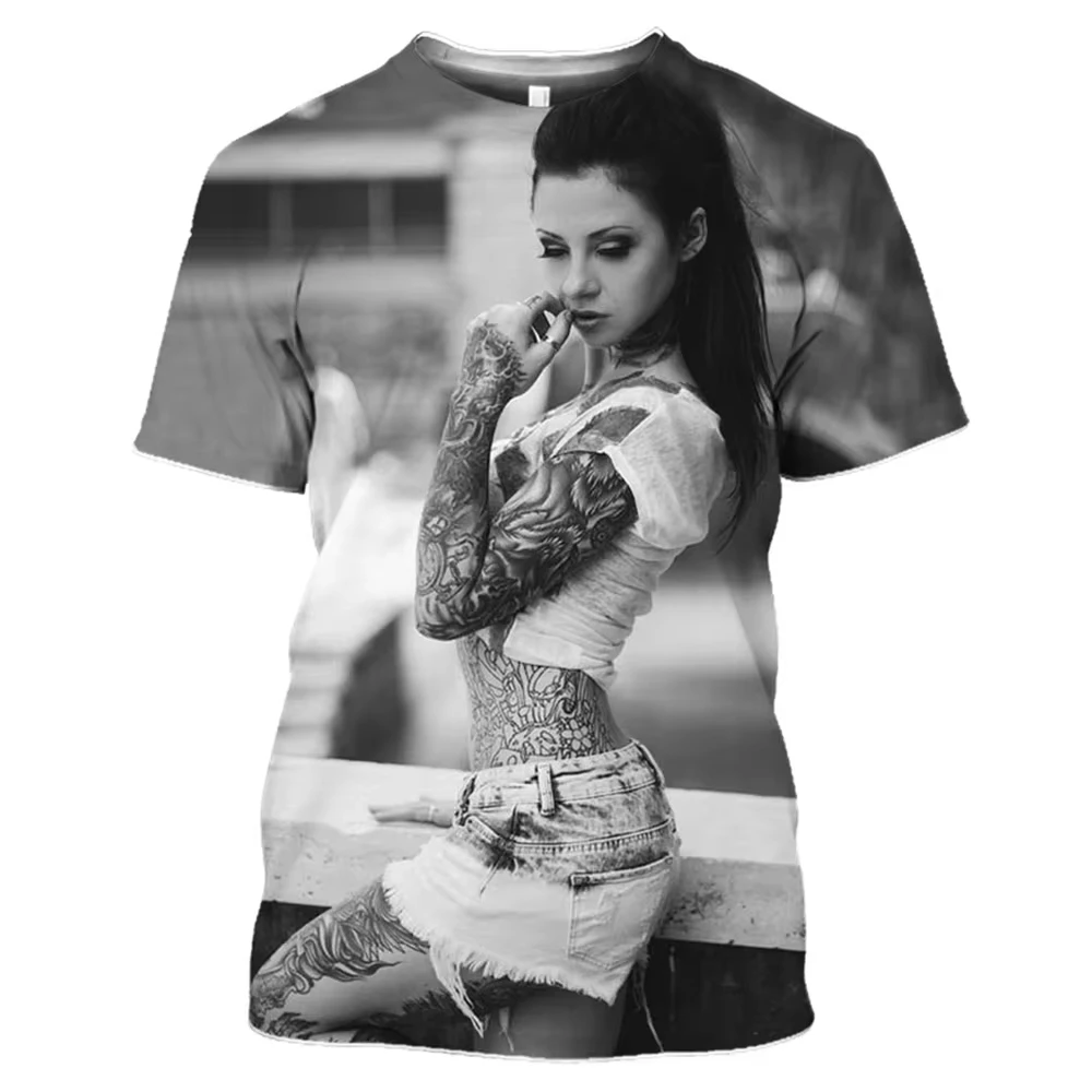 2024 Sexy Goddess 3D Print Men\'s T-shirts Summer Loose Casual Streetwear O-Neck Short Sleeve Tops Tees Oversized Men\'s Clothes