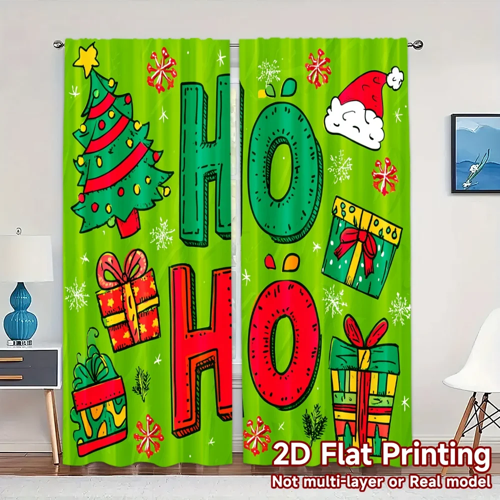 2D Flat Printing,JIT 2pcs, Curtains (Without Rod) Festive Cheer(4) Modern Curtains Roller Blinds Semi-Sheer Curtains All Seasons