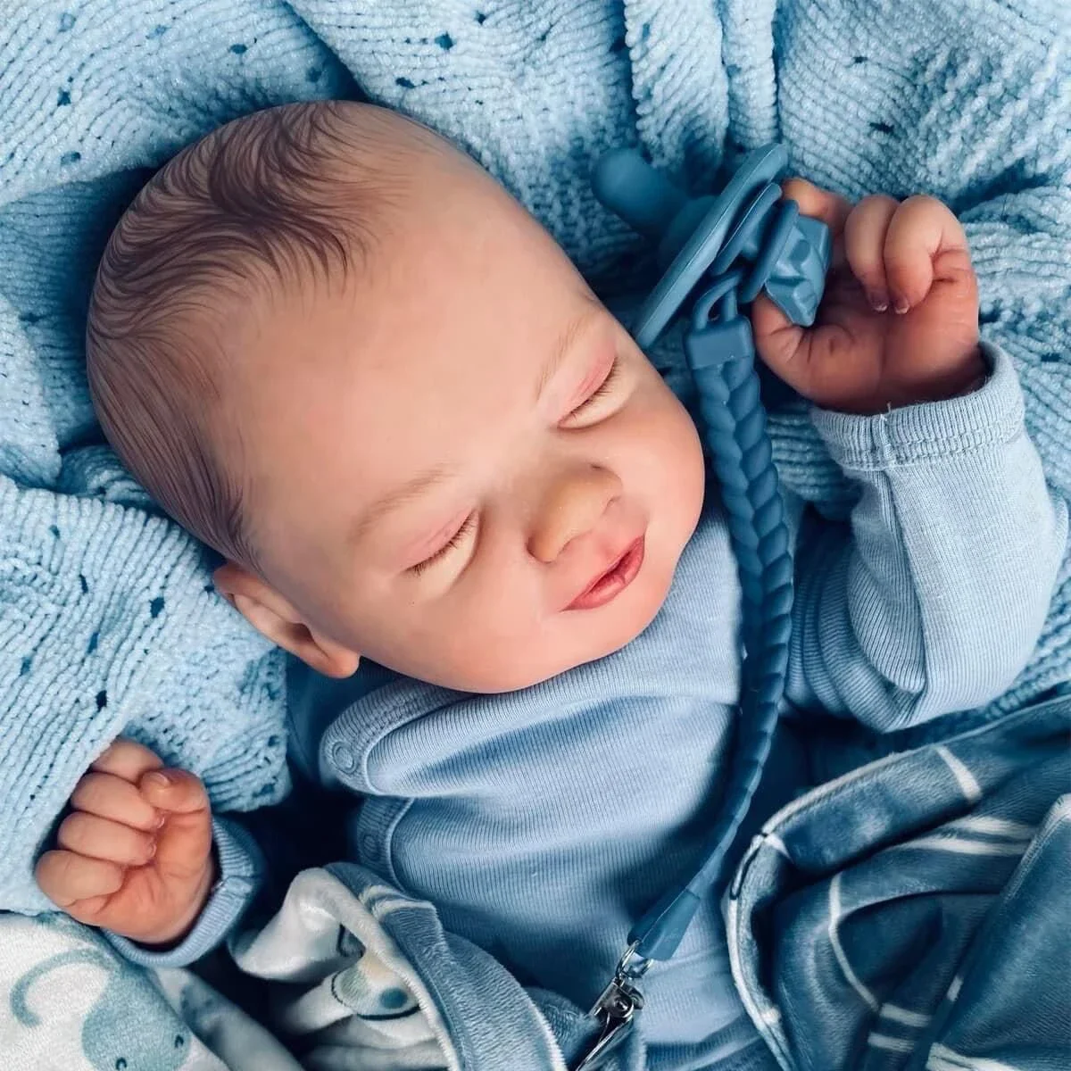 19inch Already Painted Finished Smiley Face Reborn Baby Doll Newborn Baby Size 3D Skin Visible Veins Collectible Art Doll