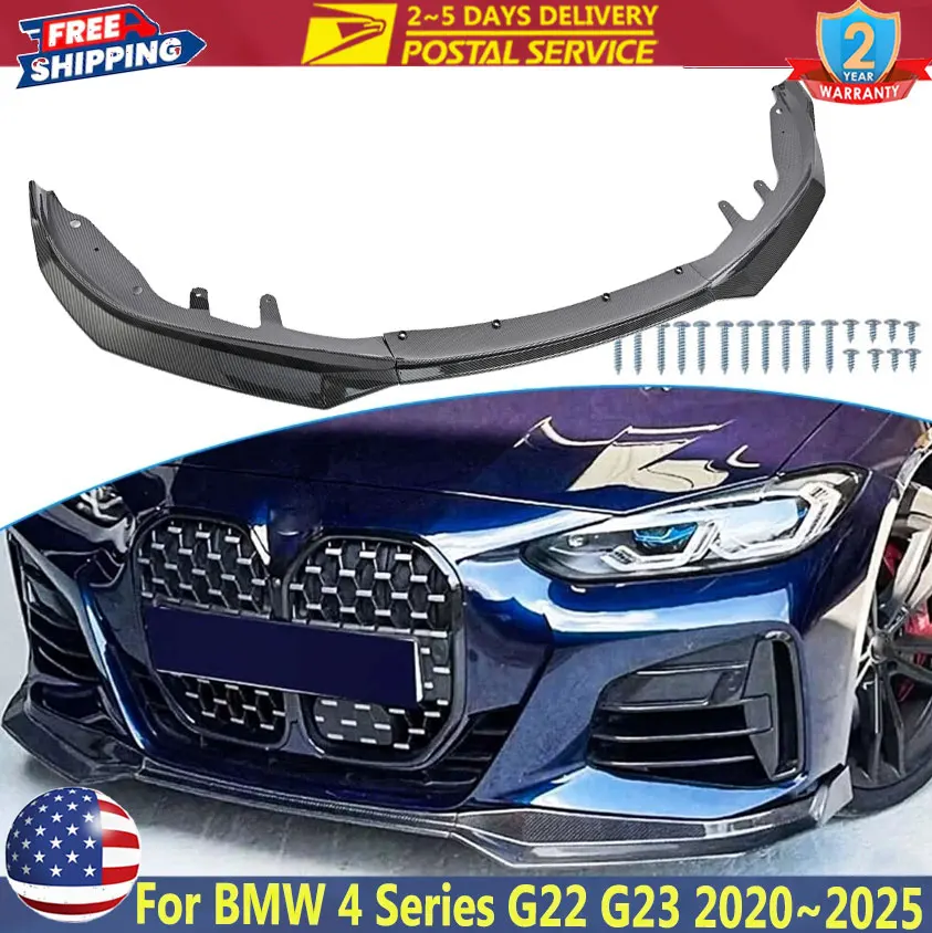 

Carbon Fibre Front Bumper Lip Spoiler For BMW 4 Series G22 G23 430d 430i M440i M440d M Sport 2020~2025 Coupe Bumper Deflector