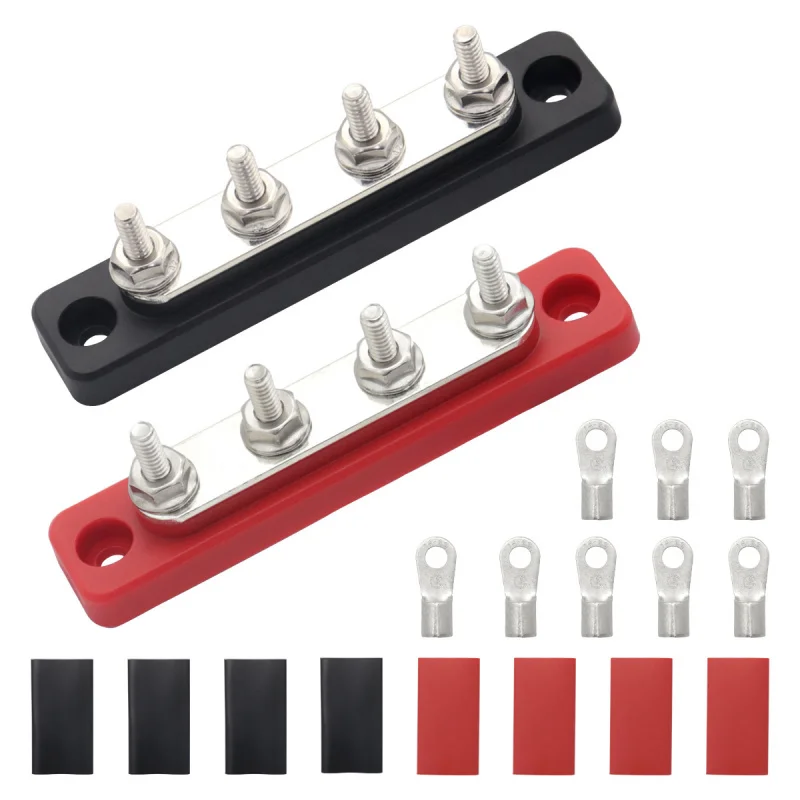 

New high current busbar 100A 4-way M5 (3/16 ") sink line row Nylon flame retardant base T2 copper row