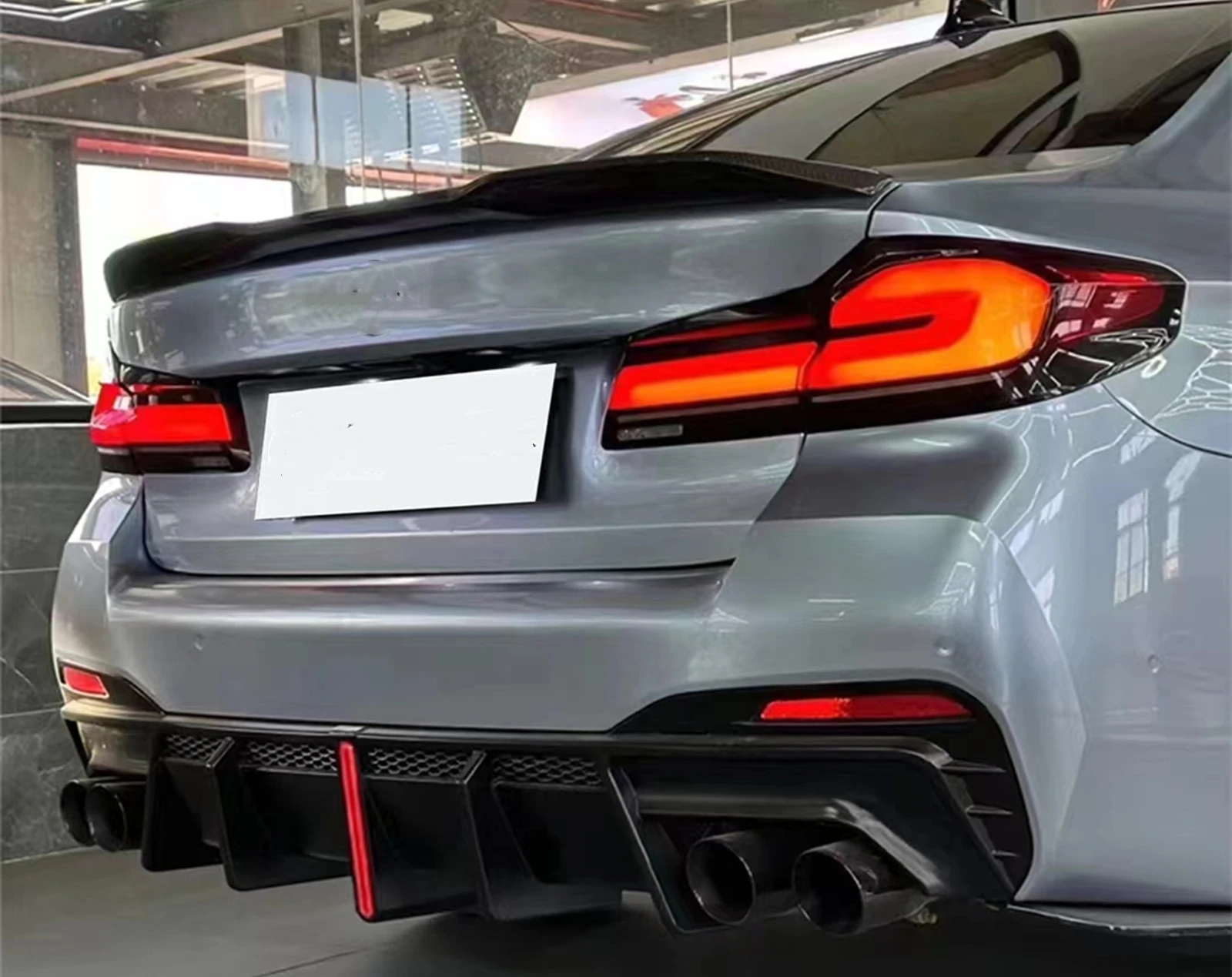 Heckdiffusor-Lippen-Splitter für BMW 5er G30 G31 G38 M550i 2017-2023, nur für M Sport Stoßstange, Seitenverkleidung, Eckspoiler