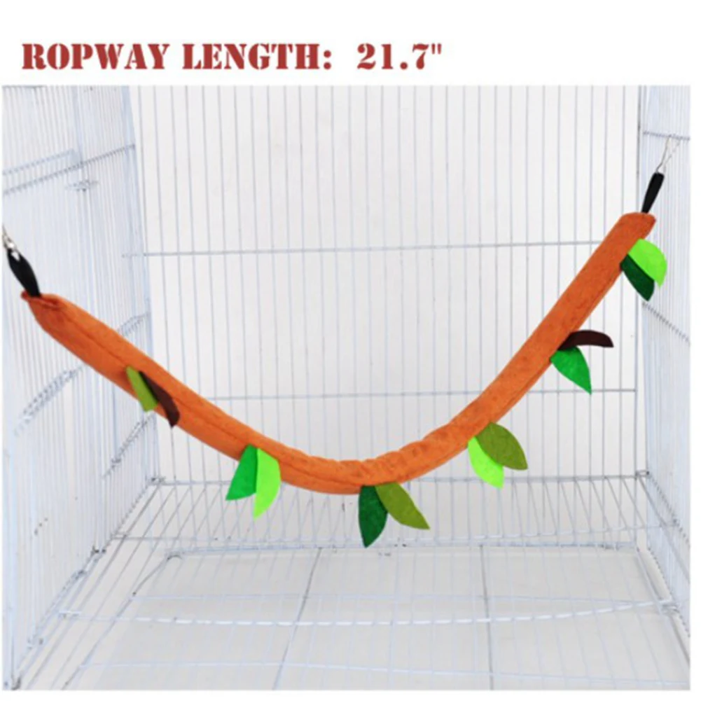 M05K 5Pcs Hamster Sugar Glider Hanging Cage Accessories Set Leaf Wood Design Small Animal Hammock Channel Ropeway Swing