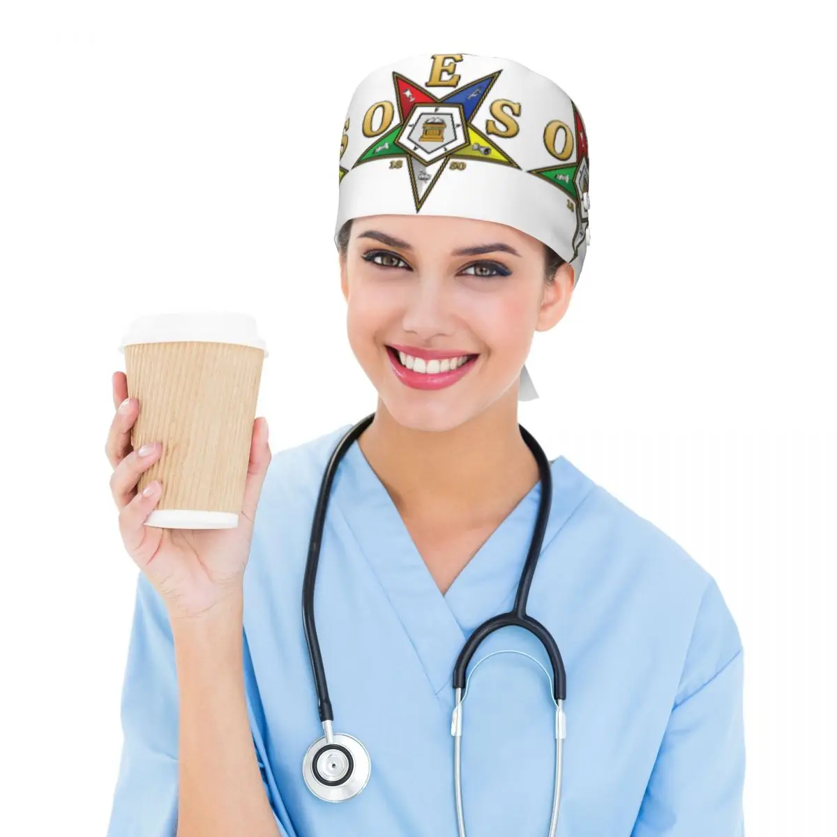 Oes Order Of The Eastern Star Scrub Hat Doctor Working Surgical Cap Men Women Adjustable Nursing Caps for Dentist