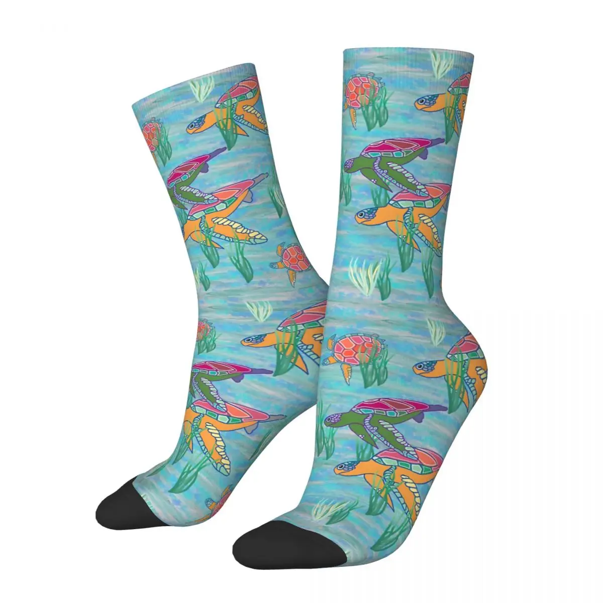 Hawaiian Turtles Socks Shopping 3D Print Boy Girls Mid-calf Sock