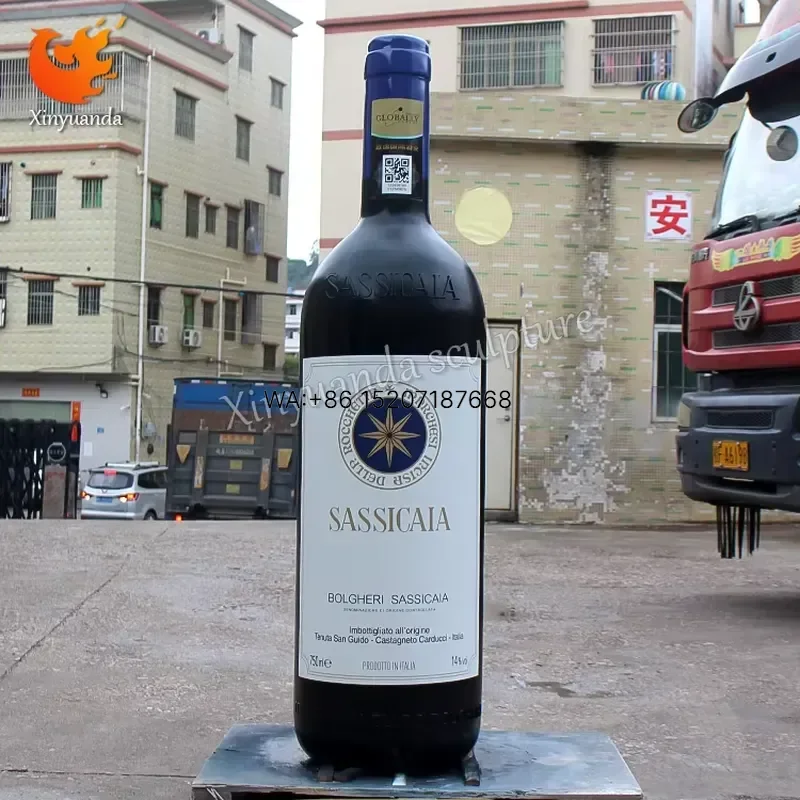 Wmwmnu Oversized Fiberglass Artistic Painted Wine Bottle Sculpture Large Outdoor Decoration Storefront Unique Wine Bottle