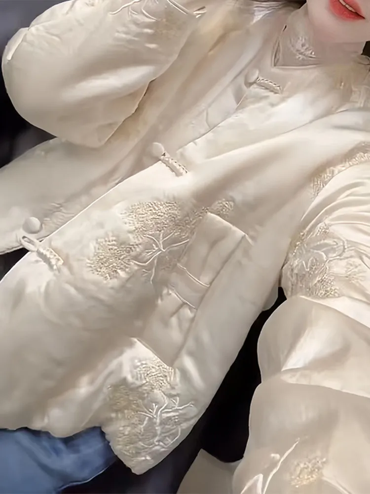 

Утепленная женская хлопковая куртка в китайском стиле: комфортная, элегантная, для повседневной носки, зимняя, модная, утолщенная, удлиненная