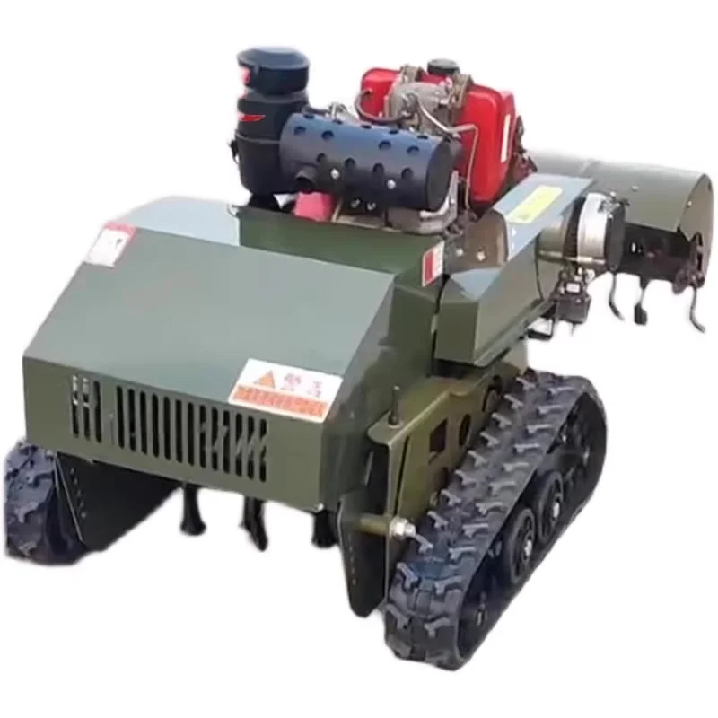 Remote control diesel Lawn mower with rotary tiller and grass crushing integrated orchard loosening farmland management machine