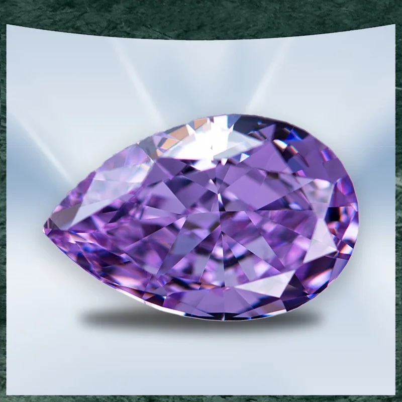 

Cubic Zirconia Crushed Ice Cut No Certificate Pear Shape Purple Color Charms Beads for Jewelry Making Earrings Pendant Materials