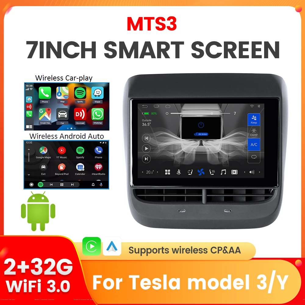 

Android 10.0 7inch Rear Display For Tesla Model 3 Y New Rear Air Conditioning Control Panel Entertainment Screen Carplay WIFI BT