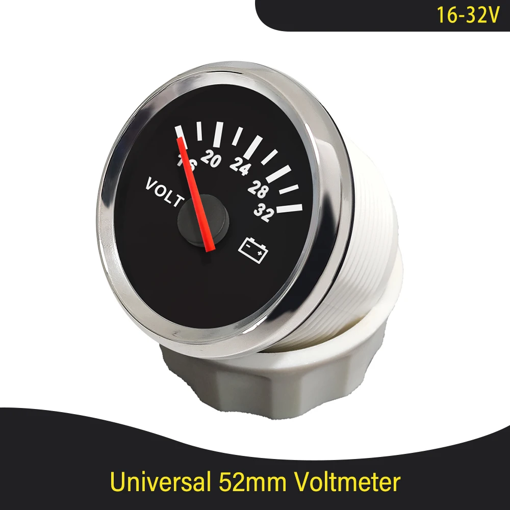 52mm Boat Truck Universal Voltmeter 8-16V 16-32V 8-32V with Red Backlight for Yacht RV Motorcycle