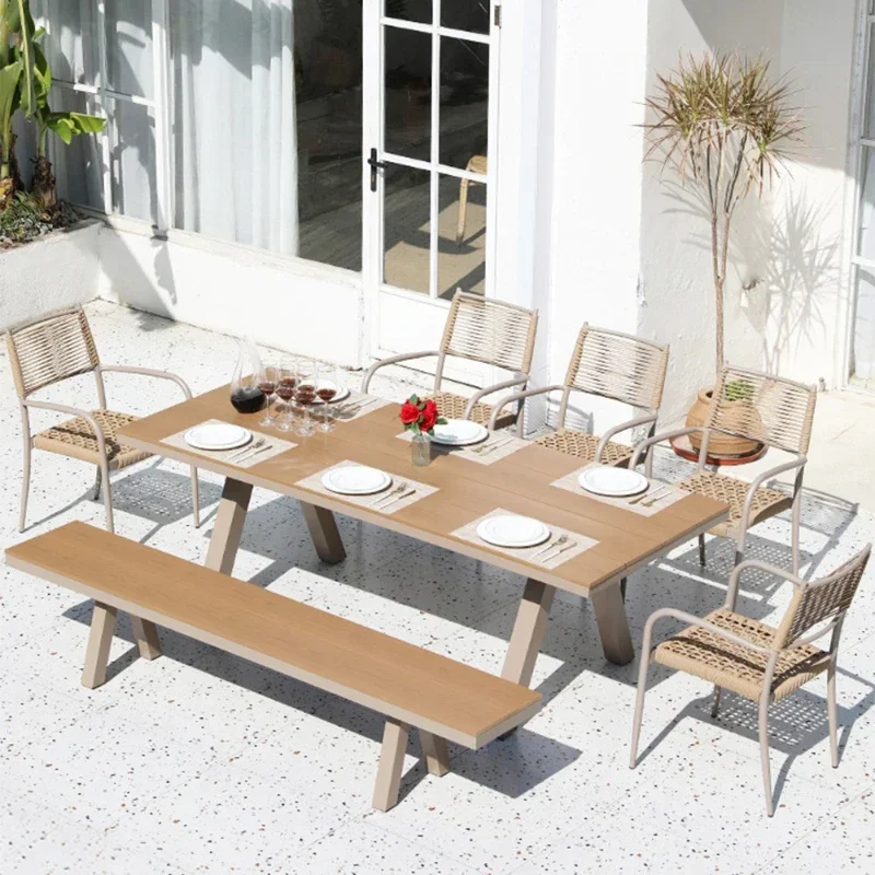Outdoor table and chairs Courtyard Garden Terrace Rattan chair Villa Hotel Open-air with umbrella Internet celebrity homestay