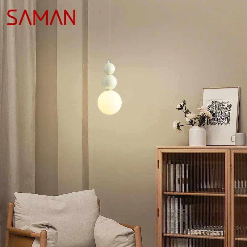 SAMAN Nordic Pendent lamp Modern Simplicity Bedroom Bedside Lamp Personalized creativity LED Restaurant Bar Aisle Chandelier