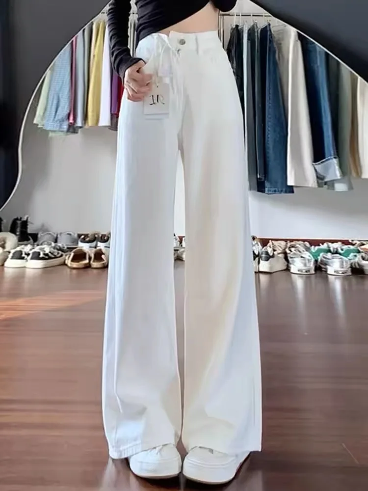 Casual High Waist Wide Leg Jeans Draped Loose Feel Floor Length for Students Autumn 2026 New Style Pear Shaped Body