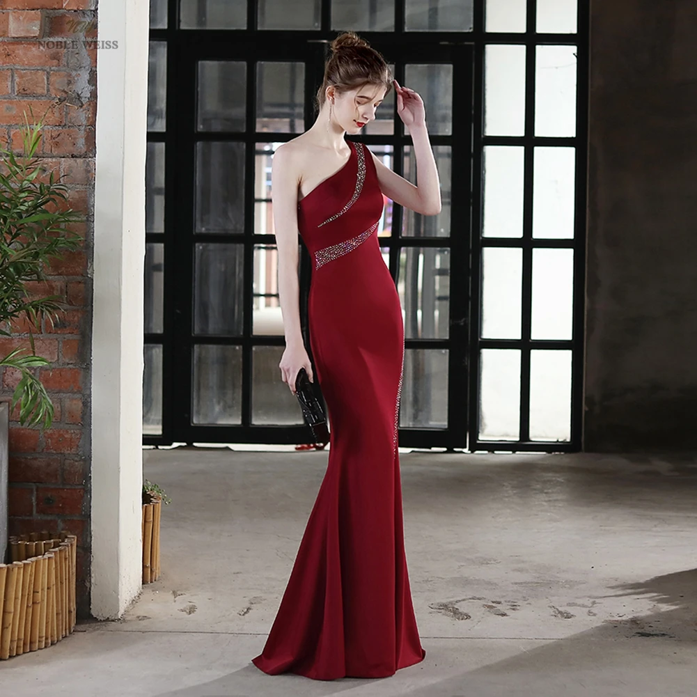 One Shoulder Evening Dresses Mermaid Long Evening Dress Party Elegant Vestido De Festa Fast Shipping Prom Gowns Customized