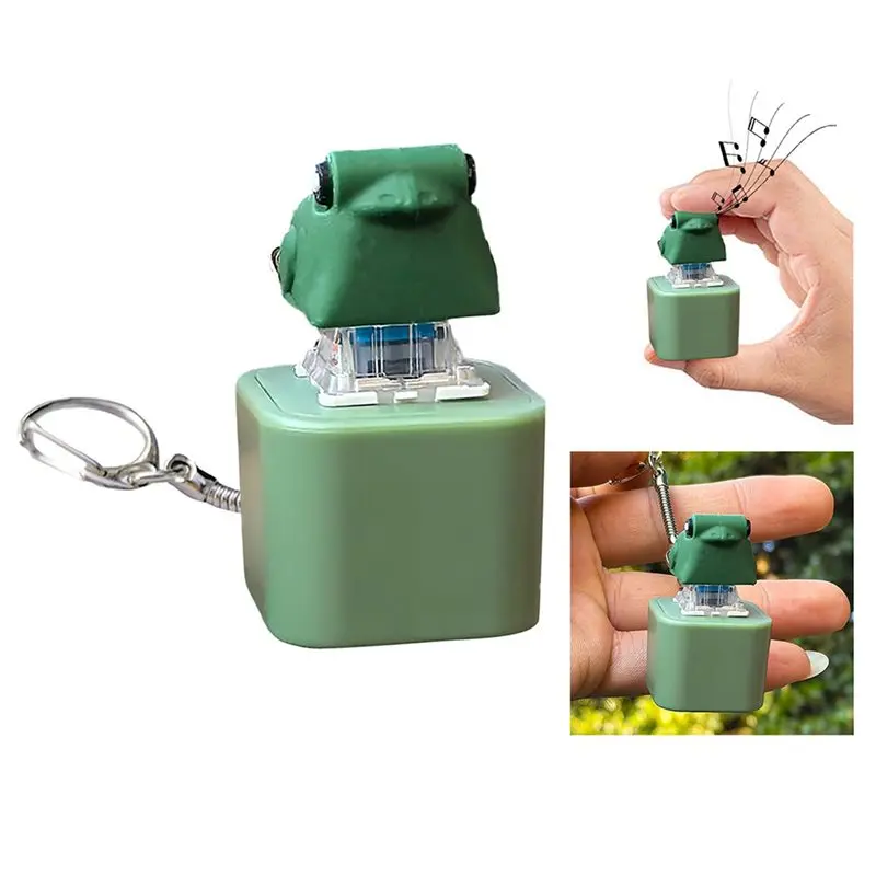 CYGJ-2X Frog Croaking Fidget Toy Keychain With Lights Rechargeable Stress Reliever Anxiety Sensory Sound Button Toy