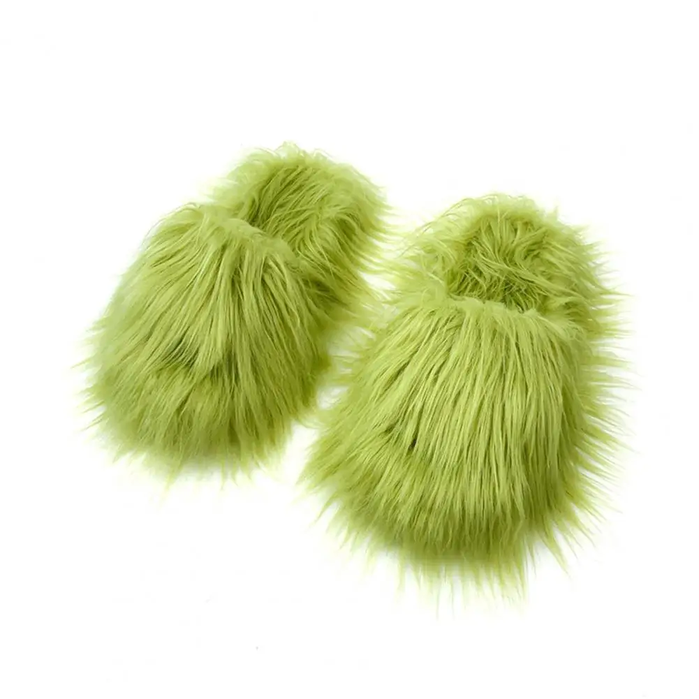 Candy Color Slippers Bright Color House Shoes Cozy Fuzzy Slippers for Women Faux Fur Slip-on Slides Warm Fluffy for Winter