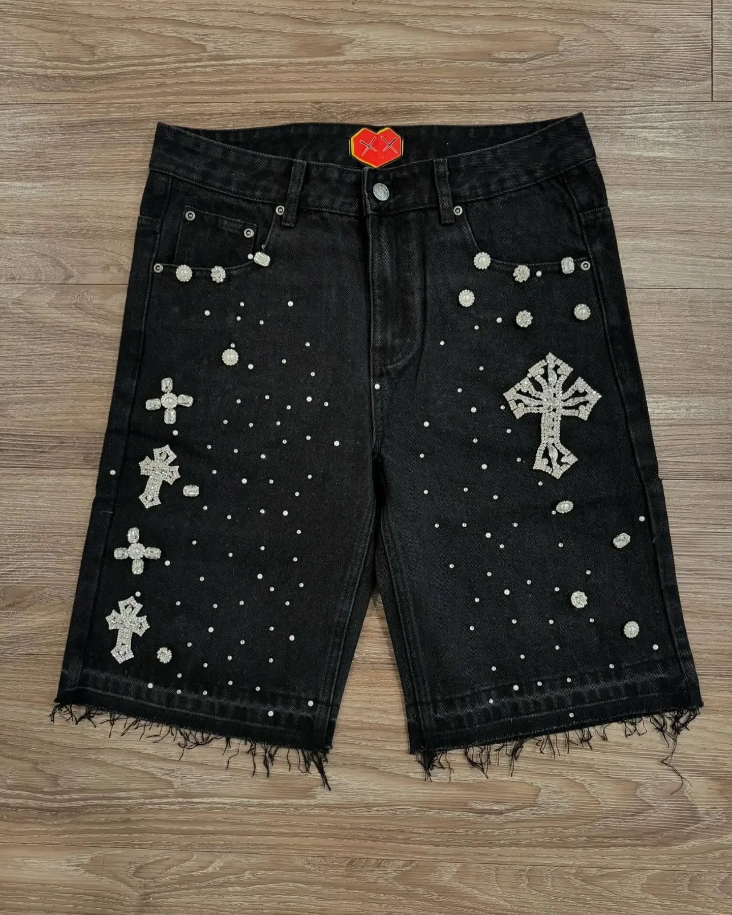 Gothic Cross Diamond Embroidery Sweatpants Print Shorts and Pants Men Pattern Hrajuku Casual Hip Hop Wide Leg Y2k Pants