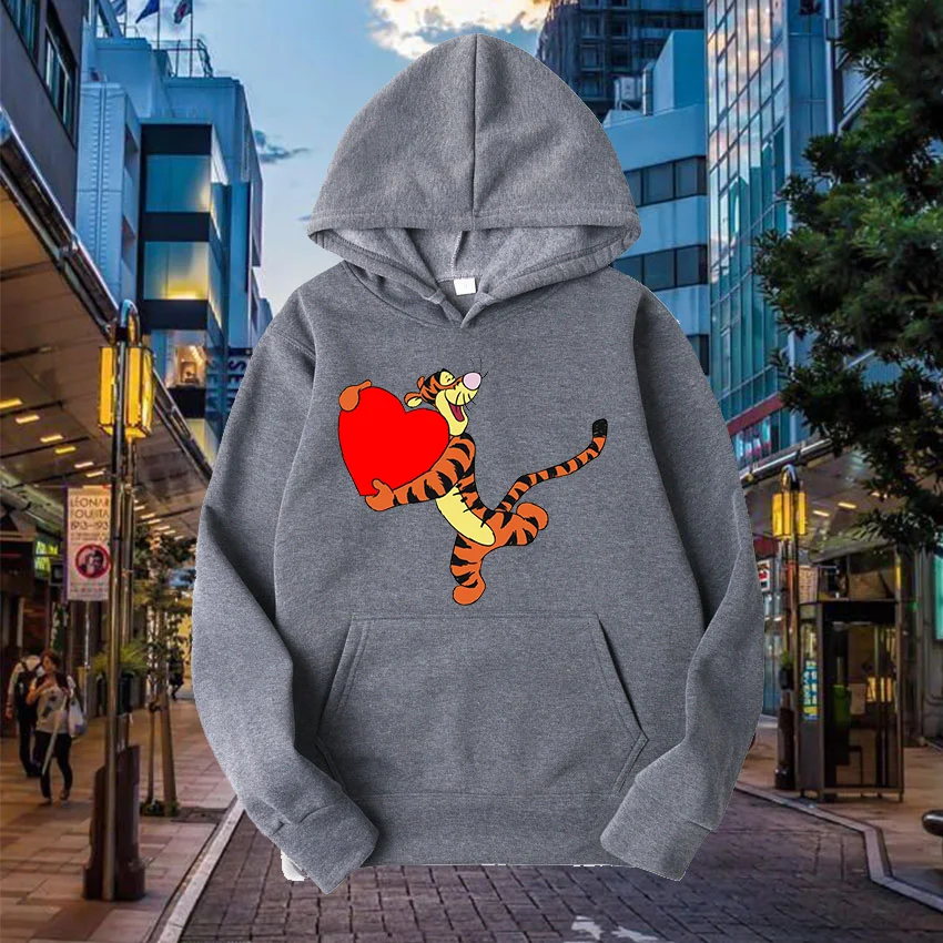 Disney The Pooh Tigger fashion hoodie long-sleeved Hoodie Spring and autumn loose casual sports street lovers the same hoodie