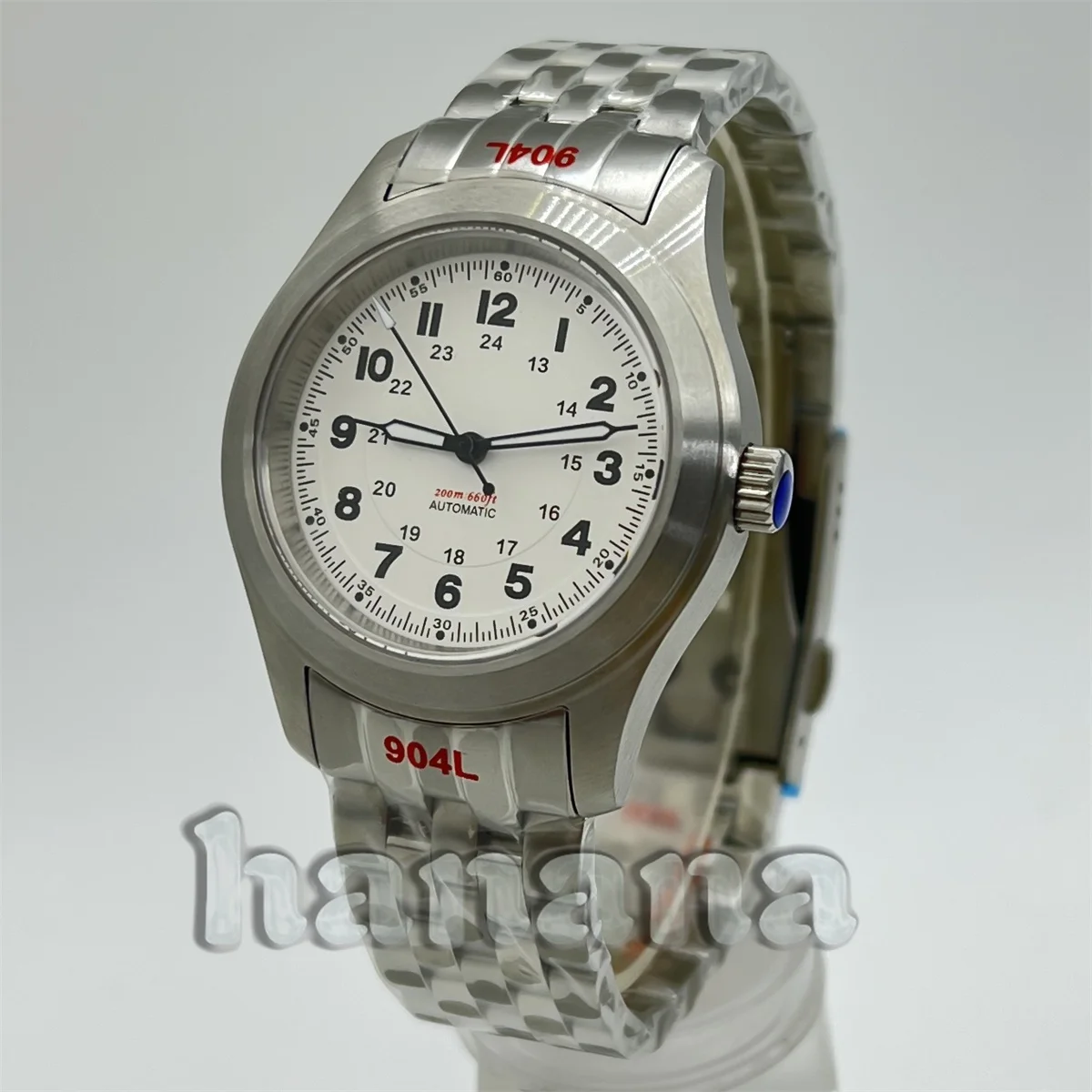 NH35 Механические пилотные мужские автоматические часы 36/39 мм с сапфировым стеклом, черно-белый циферблат, механизм PT5000, браслет из нержавеющей стали