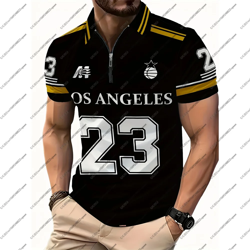 

Boys Male T Shirt Men Los Angeles 23 Tee Breathable Outdoor Sports Gift Sportswear Casual Streetwear Kids Trendy Top Polo Zipper