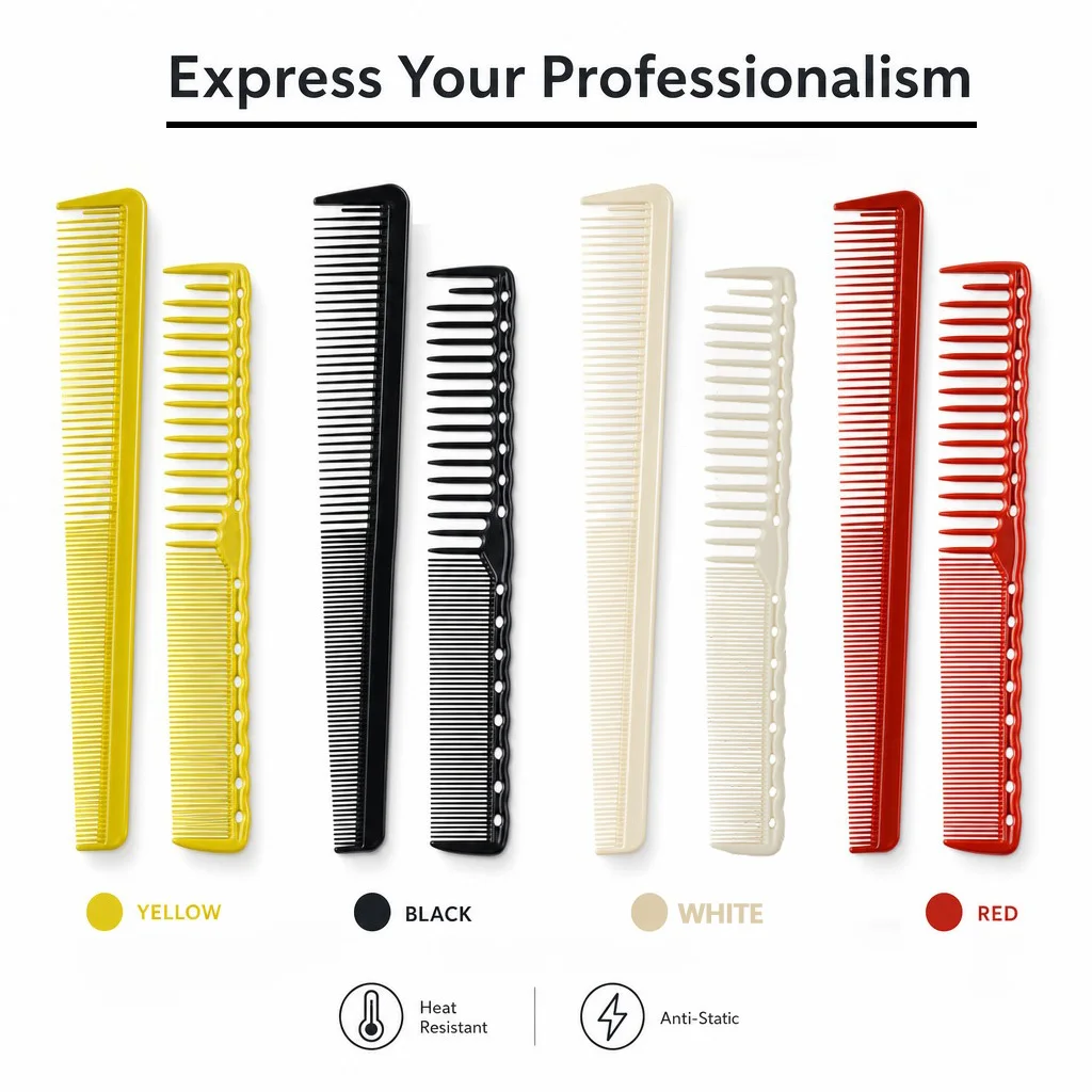 2PCS Set Professional Barbershop Hairdressing Dense Teeth Comb Anti-Static Edge Corner Comb Flat Haircut Styling Trimming Tools