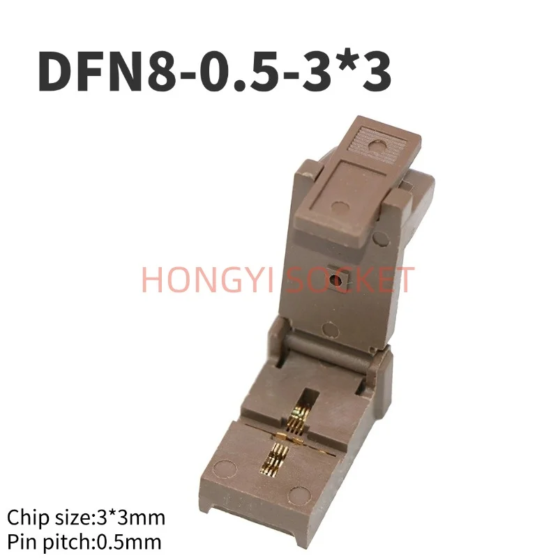 DFN8 8pin ICsocket pitch0.5 ICsize3 * 3 Teste de sonda de mola/burn/soquete de programa banhado a ouro HTOL HAST 30V 50mΩ assento de teste