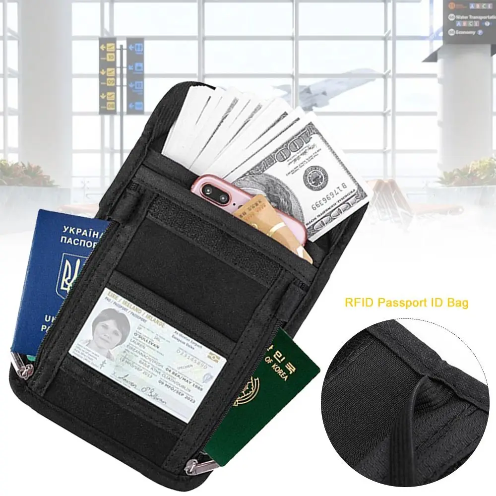 Draagbare Nylon Rfid Paspoort Id Bag Waterdichte Multi-Functionele Id Creditcard Houder Pakket Reizen