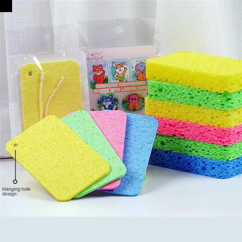 Compressed Cellulose Sponges Non-Scratch Natural Dish Sponge, Dual-Sided Cellulose Dishwashing Wipe For Kitchen Bathroom Cars