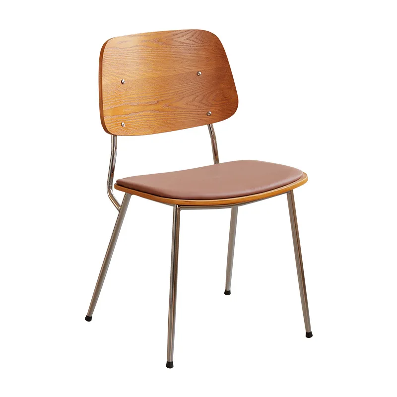 

Nordic retro dining chair home restaurant medieval solid wood backrest coffee milk tea dessert shop commercial negotiation dinin