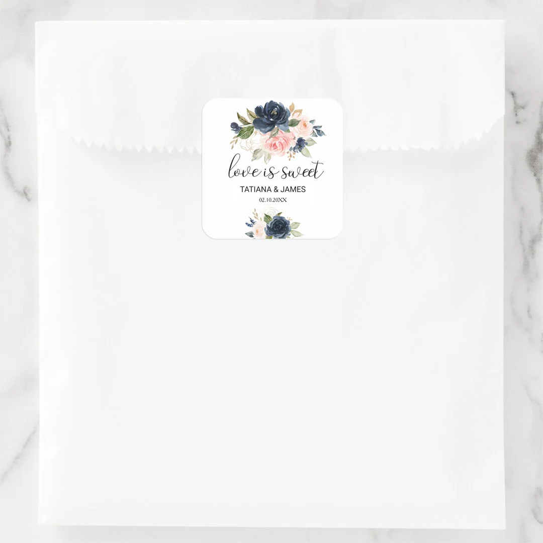 Custom Wedding Stickers-Personalized Floral Decals for Gift Box Decor,Party Supplies,DIY Craft Sealing Labels & Event Essentials