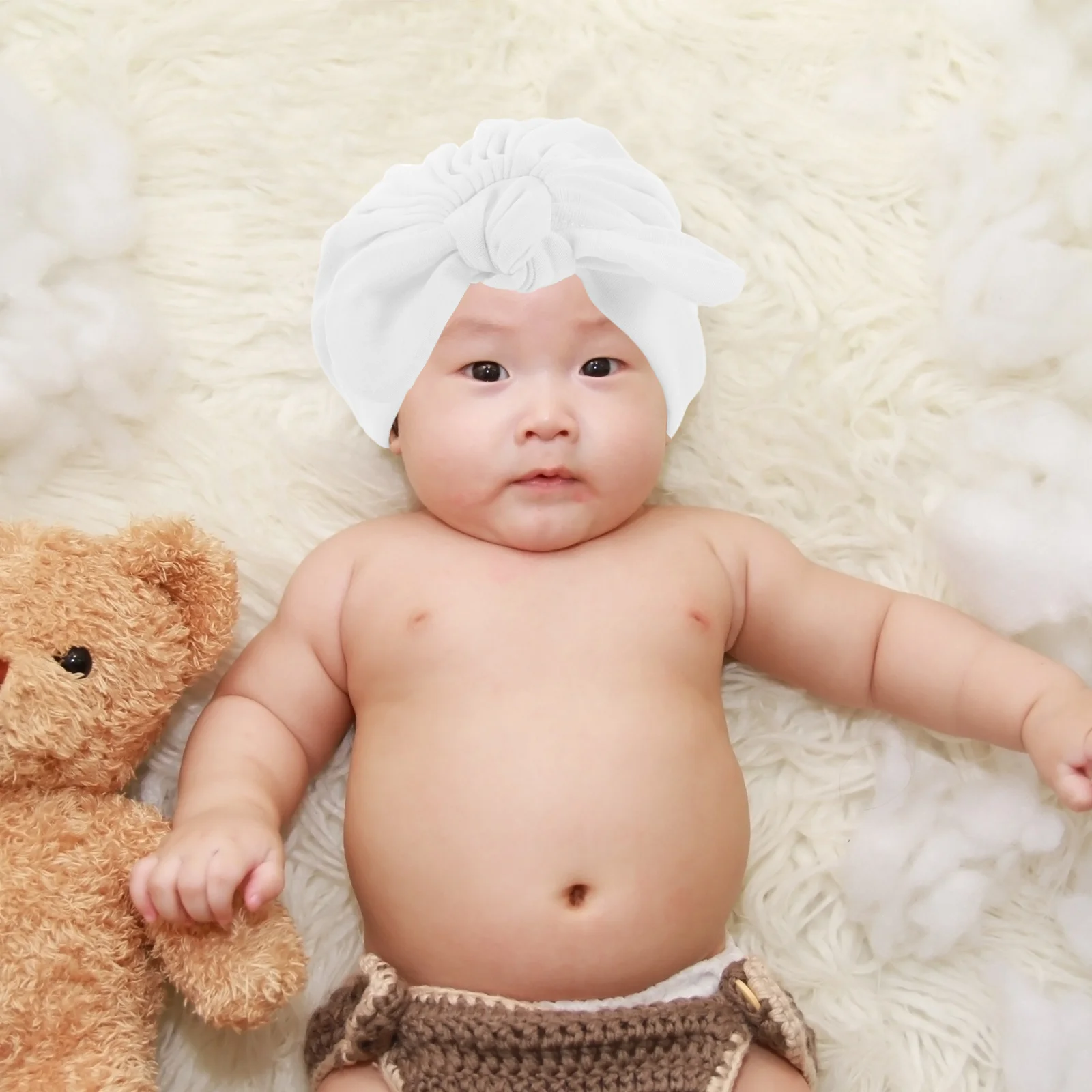 

2pcs Cotton Newborn Hat Baby Turban Headwrap Beanie Bonnet Warm Hospital Headwear Cap For Girls Toddlers Infants Kids Winter