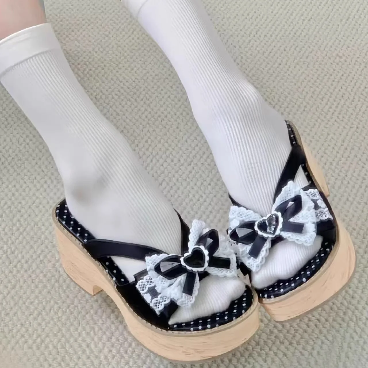 2025 صيف جديد فتاة حلوة اليابانية الأصلية لوليتا صنادل أرضية المرأة اليومية Jk موحدة دواسة واحدة ونصف النعال #3