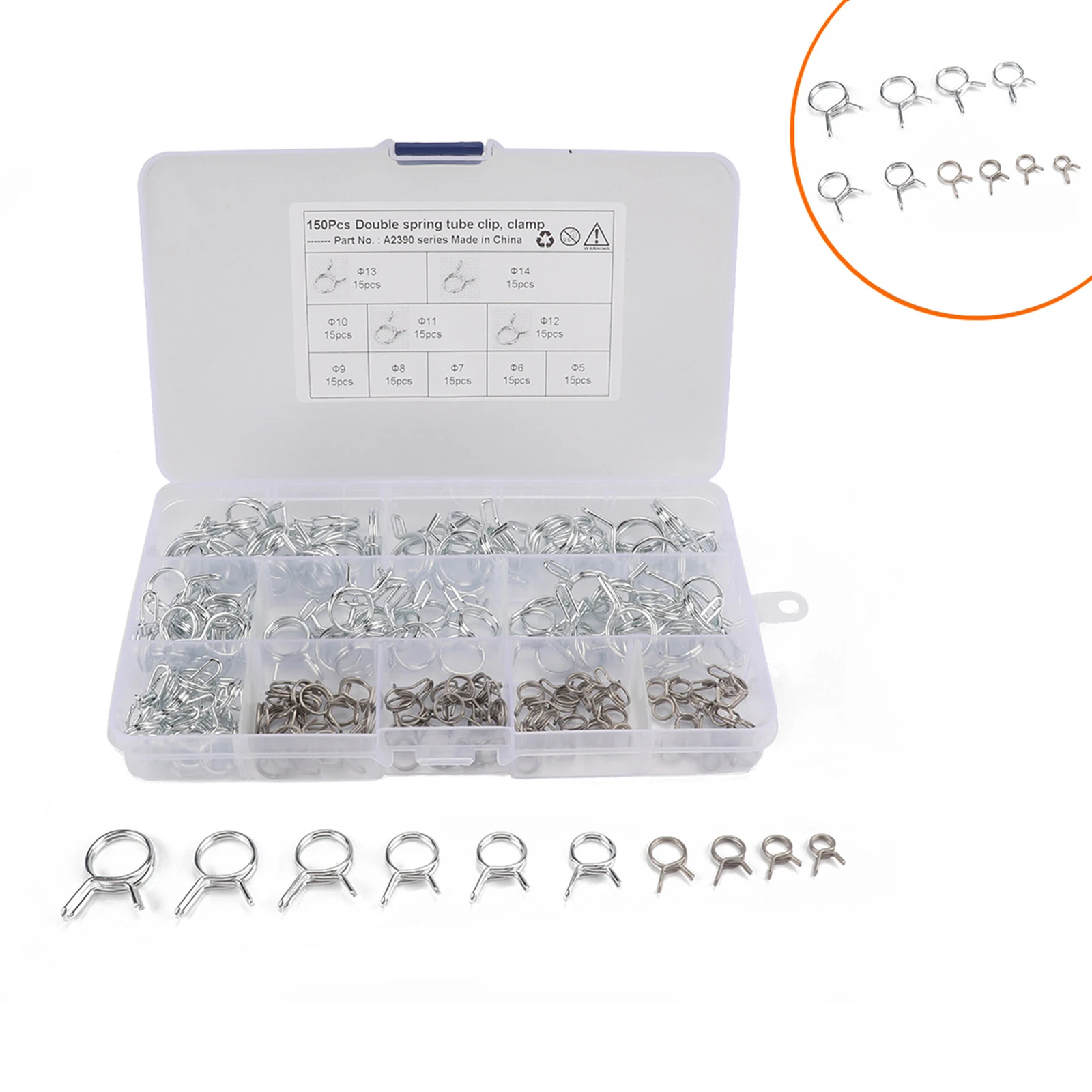 Hose Clamp Assorted - Double Wire Hose Clamp Kit Zinc