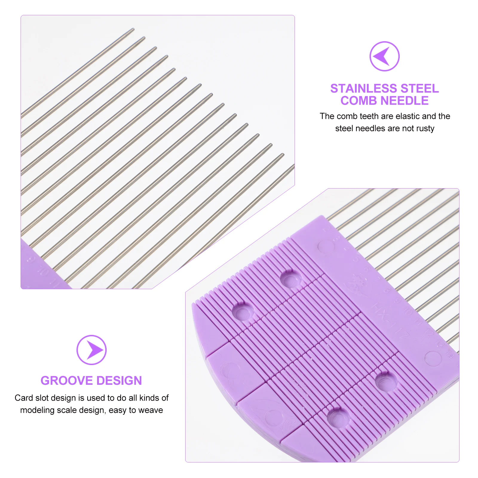 

2pcs Quilling Combs Paper Holder Purple DIY Craft Tools Stainless Steel Teeth Decorative Paper Weaving Supplies