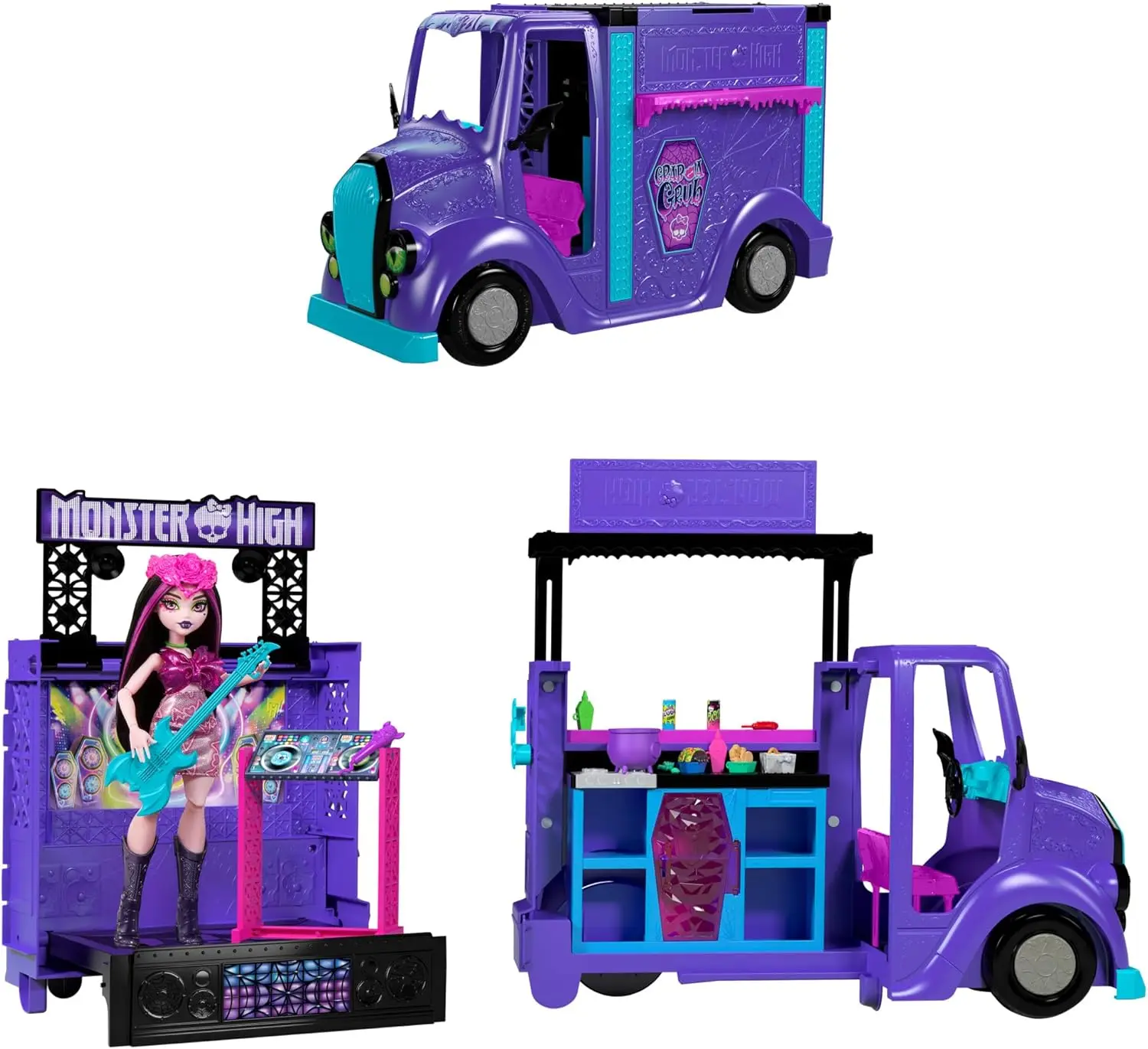 

Vampire Doll with Food Truck Playset, Pullout Stage & 13+ Accessories for Kids' Imaginative Play